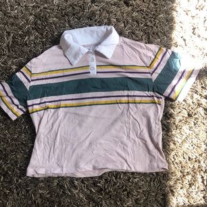 Pink collard top with stripes